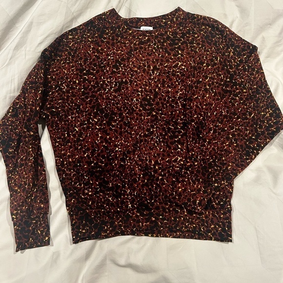 Peyton Jensen Evereve‎ top animal print leopard long sleeve cuff sleeves & waist - Picture 1 of 6